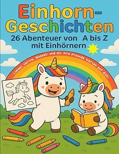 Cover Einhörner zum Ausmalen – 26 magische Einhorn-Geschichten